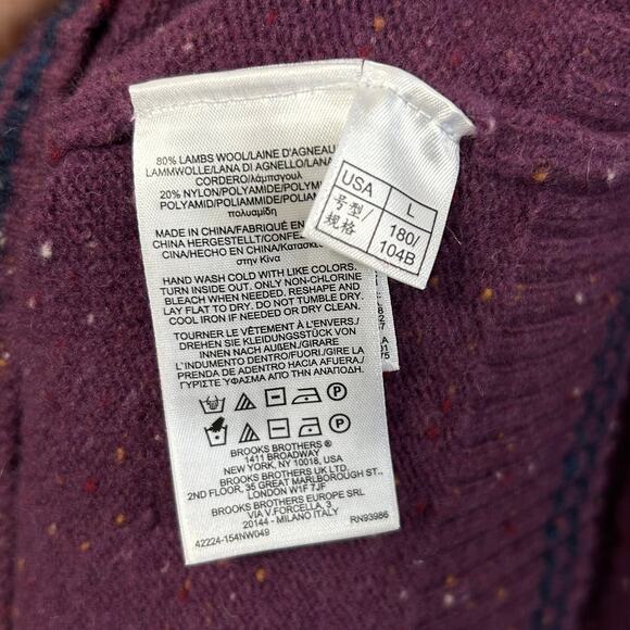 Brooks Brothers Speckled Lambswool Sweater Men's Sz L Purple Preppy Classic - Picture 5 of 5